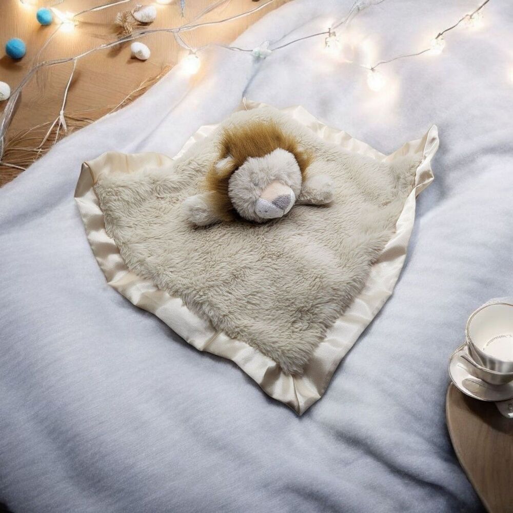 Cloud Island Infant Baby Lovey Security Blanket Lion Head Plush with Satin Trim